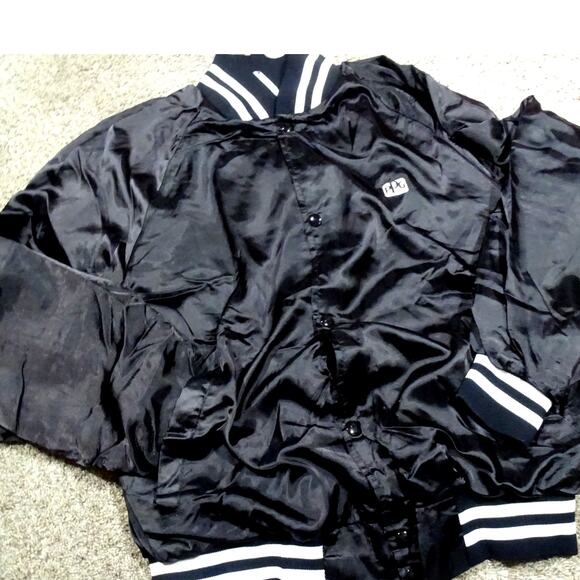 Vtg Westark Black Satin PPG Logo Bomber Varsity Jacket Large Pittsburgh Paints - Picture 1 of 9